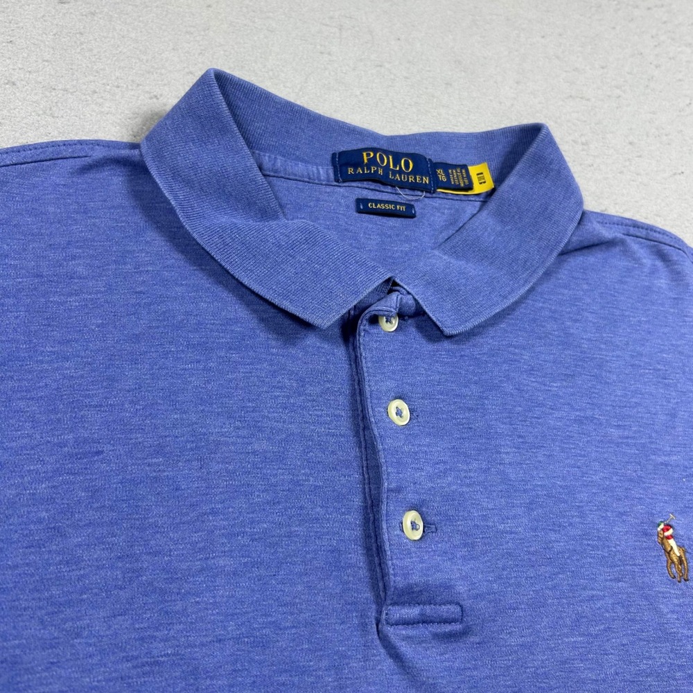 Polo Ralph Lauren Mens XL Classic Fit Blue Heather Short Sleeve Polo Shirt